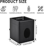 Black PU Leather Tissue Box Cover with Storage Tray - Image 4