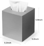 Silver Square Plastic Tissue Box Cover with Non-Slip Base - Image 2