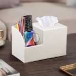 PU Leather Tissue Box Cover with Storage - Image 3