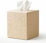 Beige Square Tissue Box Cover with Magnetic Base