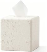 Off-White Square Tissue Box Cover – Modern Decorative Tissue Holder