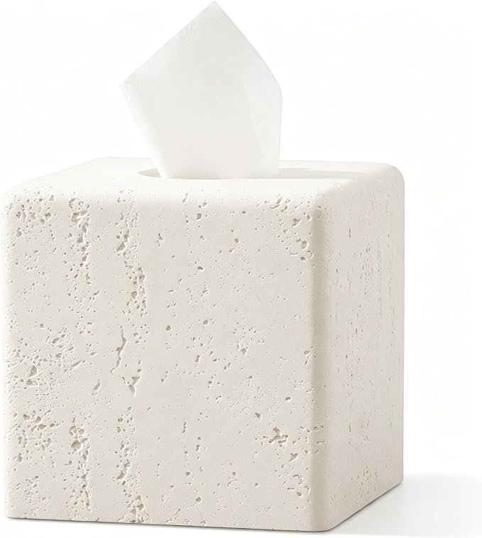 71QPTTstMYL._AC_SX679_ Off-White Square Tissue Box Cover – Modern Decorative Tissue Holder - Image 1