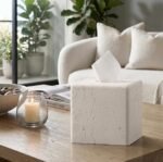 Off-White Square Tissue Box Cover – Modern Decorative Tissue Holder - Image 2