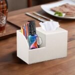 PU Leather Tissue Box Cover with Storage - Image 2