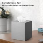 Silver Square Plastic Tissue Box Cover with Non-Slip Base - Image 3