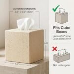 Beige Square Tissue Box Cover with Magnetic Base - Image 3