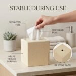 Beige Square Tissue Box Cover with Magnetic Base - Image 2
