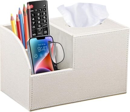 PU Leather Tissue Box Cover with Storage